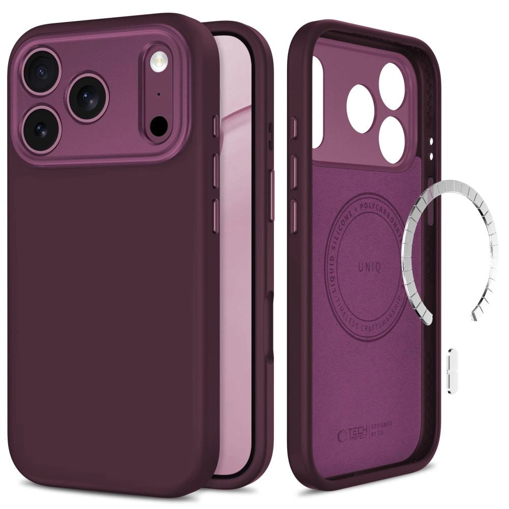 Etui Tech-Protect Uniq MagSafe CC na iPhone 18 Pro / 17 Pro - burgundowe