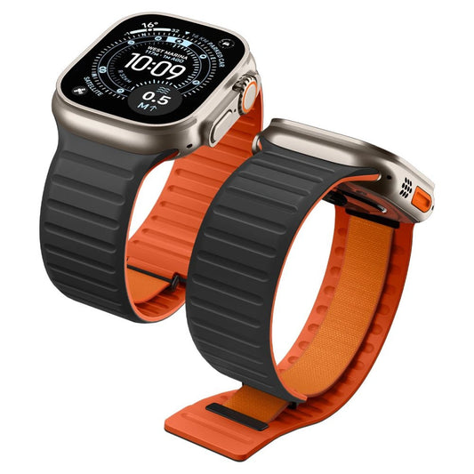 Pasek Spigen na Apple Watch 44 / 45 / 46 / 49 mm - czarno-pomarańczowy