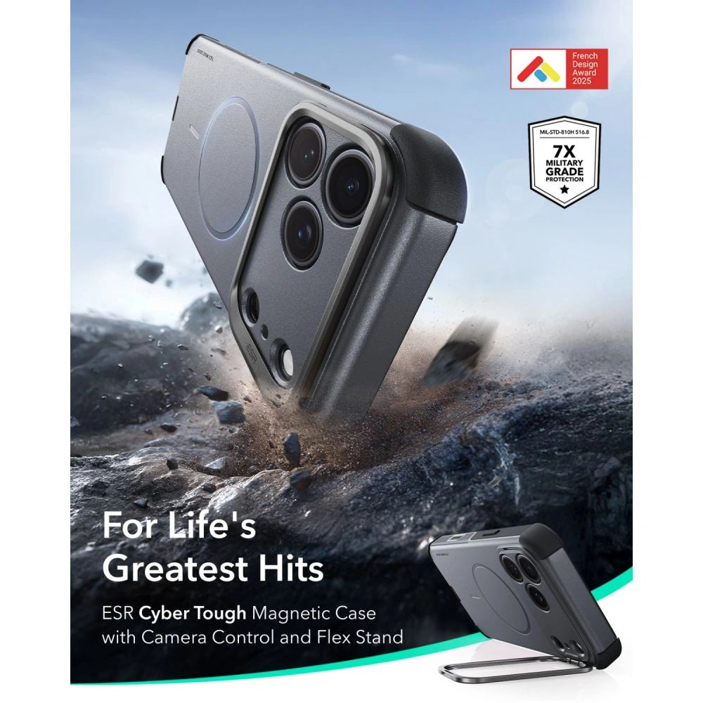 Etui ESR Cyber Tough Kickstand na iPhone 18 Pro Max / 17 Pro Max - szare – zdjęcie 2