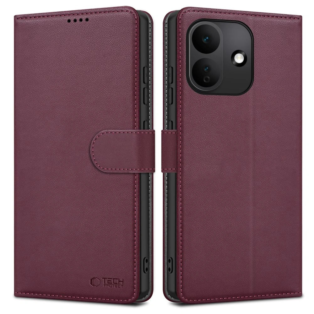 Etui Tech-Protect Wallet na Xiaomi Redmi Note 17 Pro 5G - burgundowe