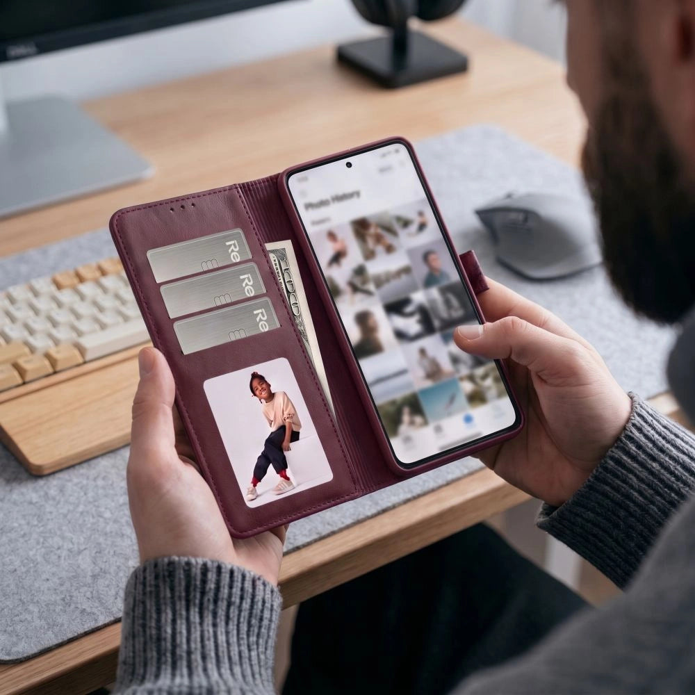 Etui Tech-Protect Wallet na Xiaomi Redmi Note 17 Pro 5G - burgundowe – zdjęcie 4