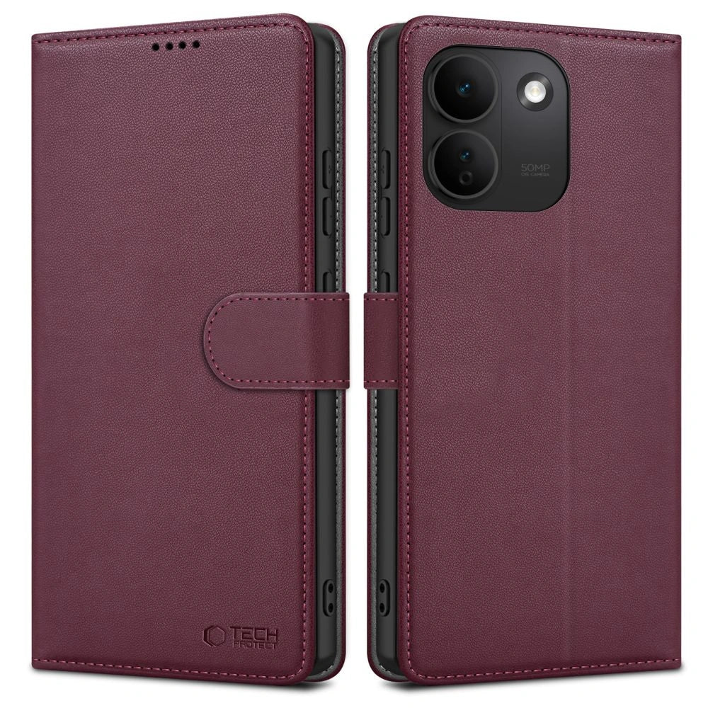 Etui Tech-Protect Wallet na Xiaomi Redmi Note 17 Pro Max 5G - burgundowe