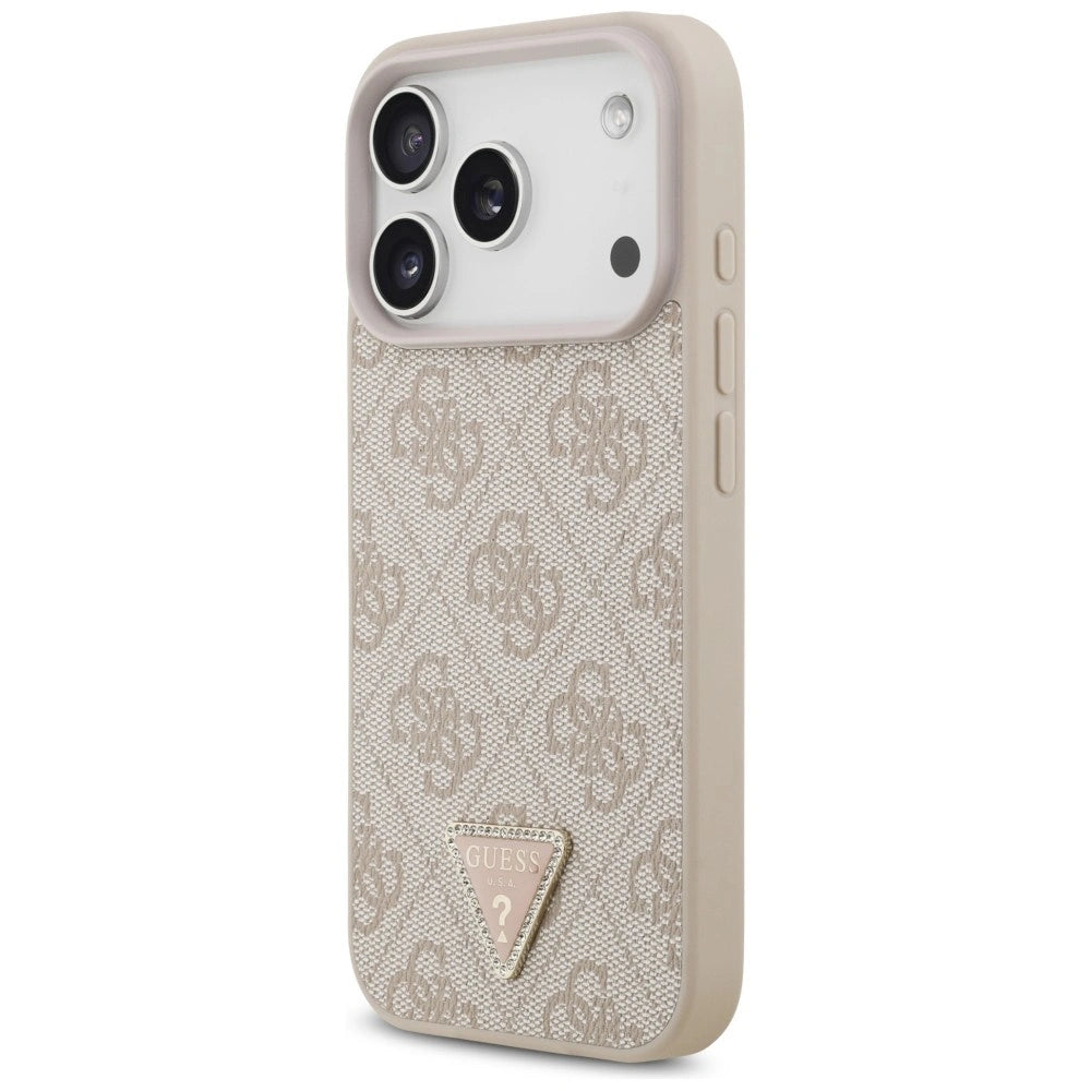 Etui Guess Leather 4G Triangle Strass MagSafe na iPhone 18 Pro / 17 Pro - różowe – zdjęcie 2