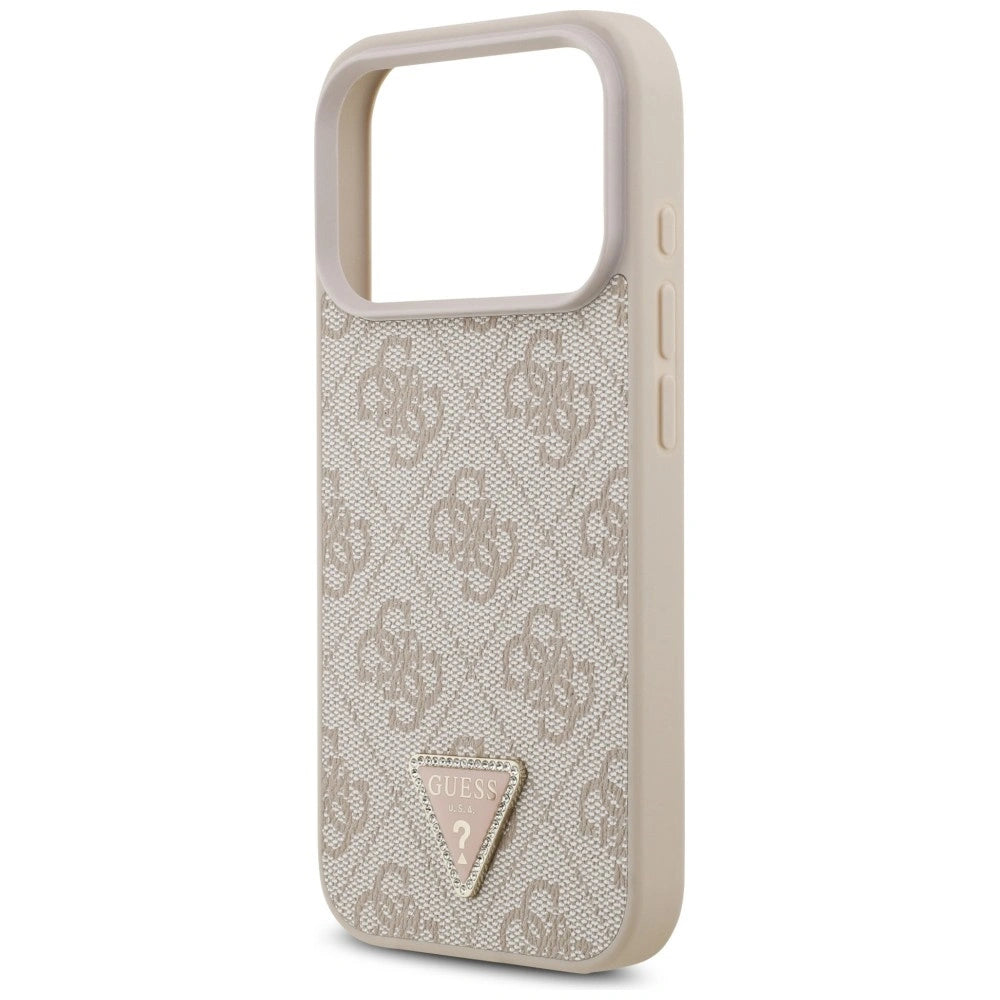 Etui Guess Leather 4G Triangle Strass MagSafe na iPhone 18 Pro / 17 Pro - różowe – zdjęcie 6