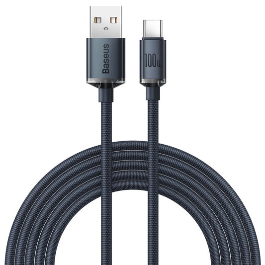 Baseus Crystal Shine Series kabel przewód USB do szybkiego ładowania i transferu danych USB Typ A - USB Typ C 100W 2m czarny (CAJY000501) - OUTLET