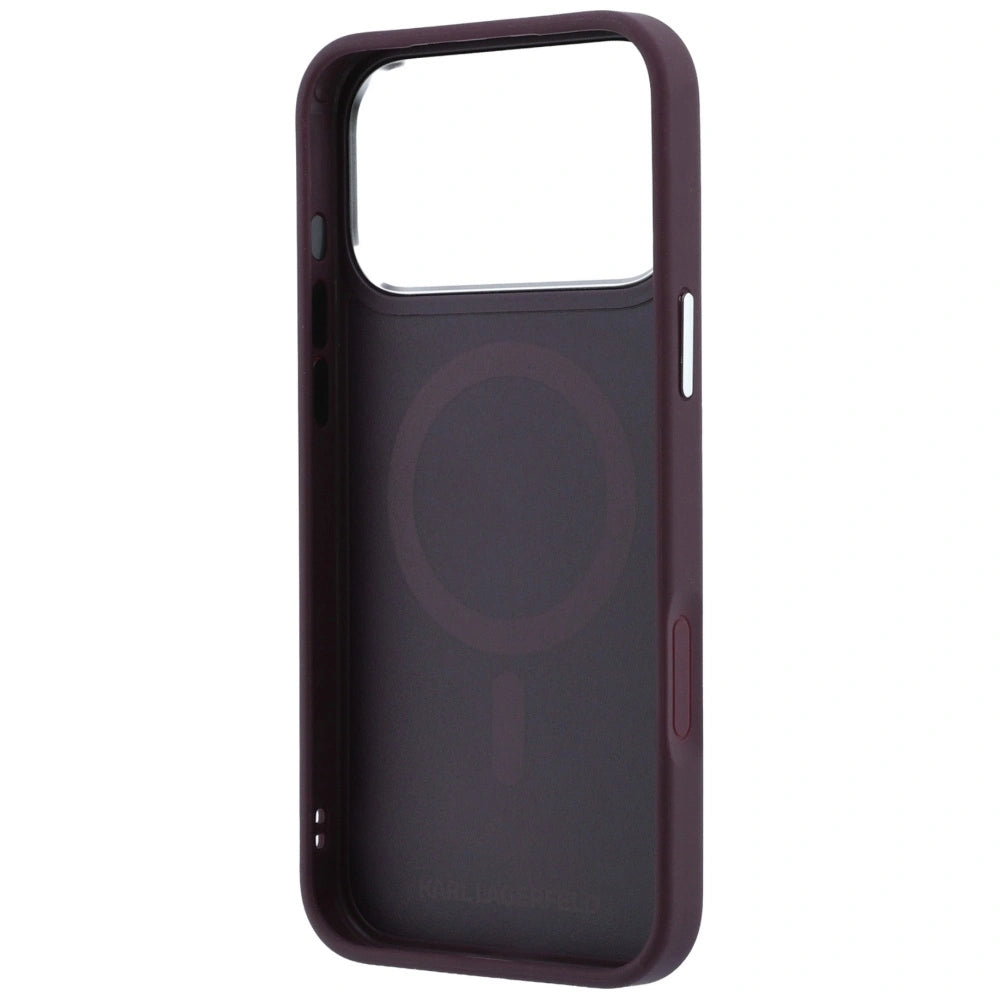 Etui Karl Lagerfeld with Ring Stand 360 Karl Head Pin MagSafe na iPhone 18 Pro Max / 17 Pro Max - burgundowe – zdjęcie 7