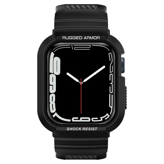 Etui z paskiem Spigen Rugged Armor Pro na Apple Watch 44 / 45 mm - czarne