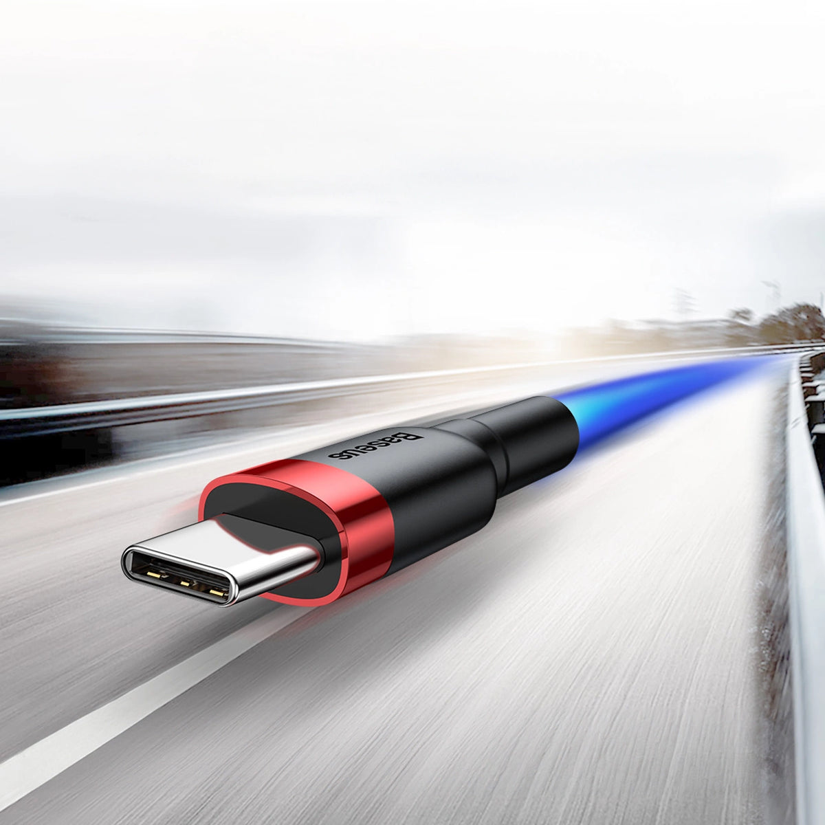 Kabel Baseus Cafule USB-A / USB-C QC 3.0 3A 0.5 m - czarno-czerwony