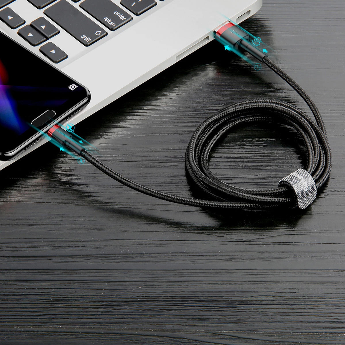 Kabel Baseus Cafule USB-A / USB-C QC 3.0 3A 0.5 m - czarno-czerwony