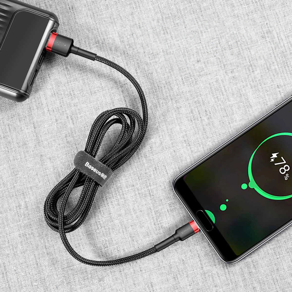 Kabel Baseus Cafule USB-A / USB-C QC 3.0 3A 0.5 m - czarno-czerwony