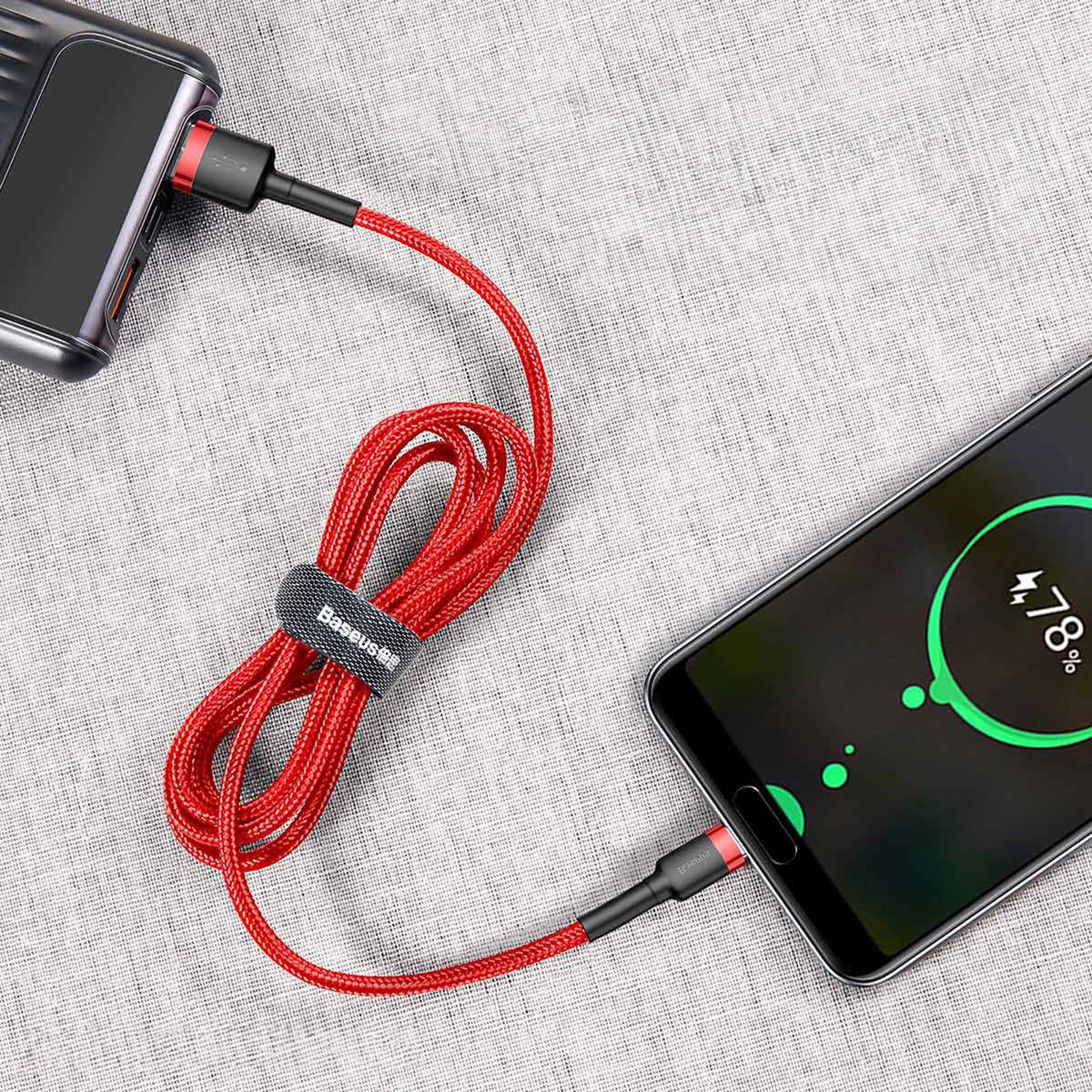 Kabel Baseus Cafule USB-A / USB-C QC 3.0 3A 1 m - czerwony – zdjęcie 10
