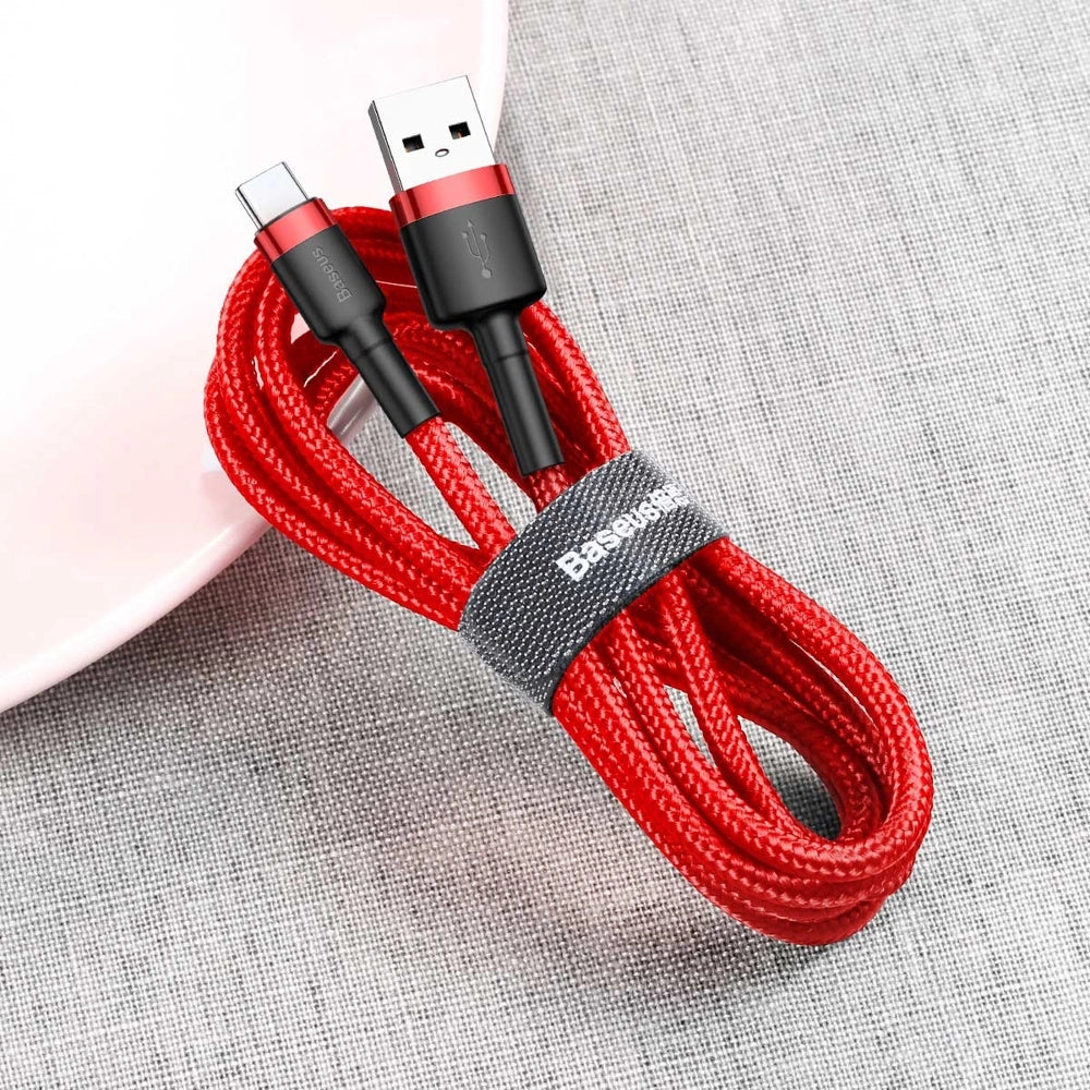 Kabel Baseus Cafule USB-A / USB-C QC 3.0 3A 1 m - czerwony – zdjęcie 4