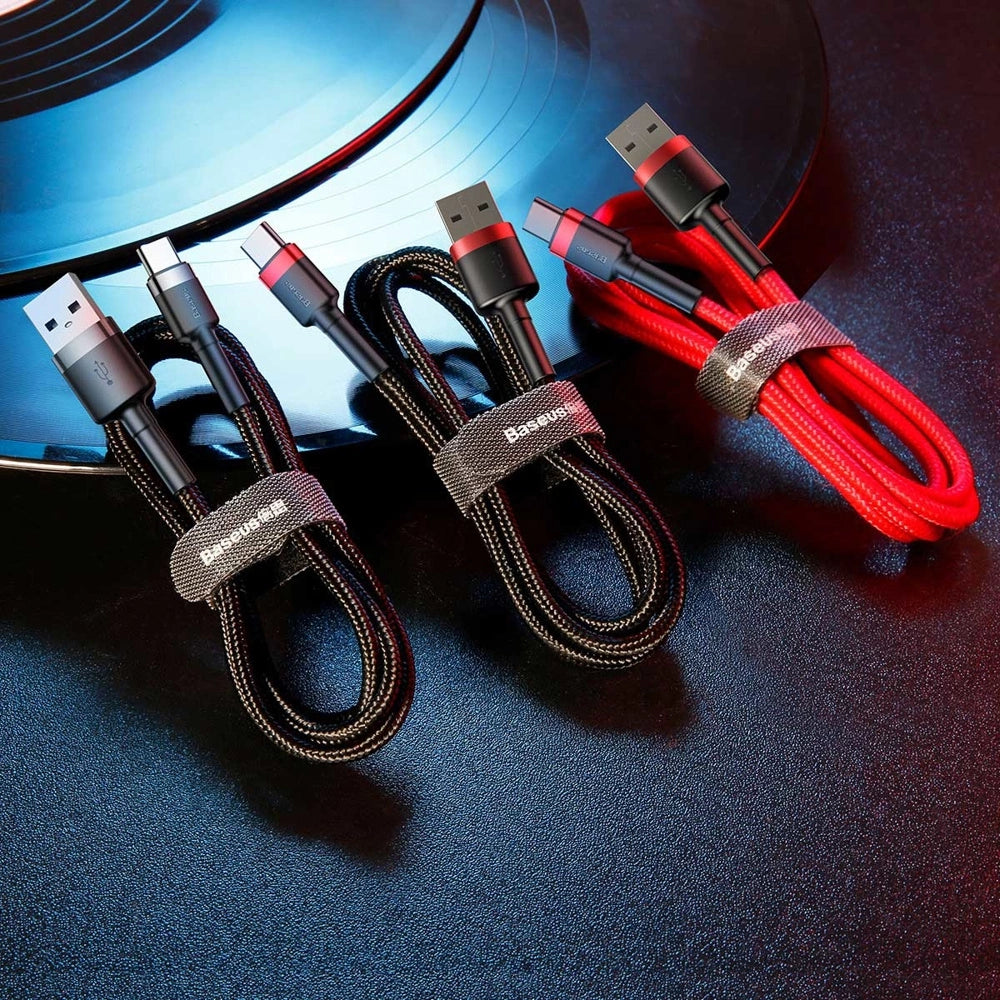 Kabel Baseus Cafule USB-A / USB-C QC 3.0 3A 1 m - czerwony – zdjęcie 6
