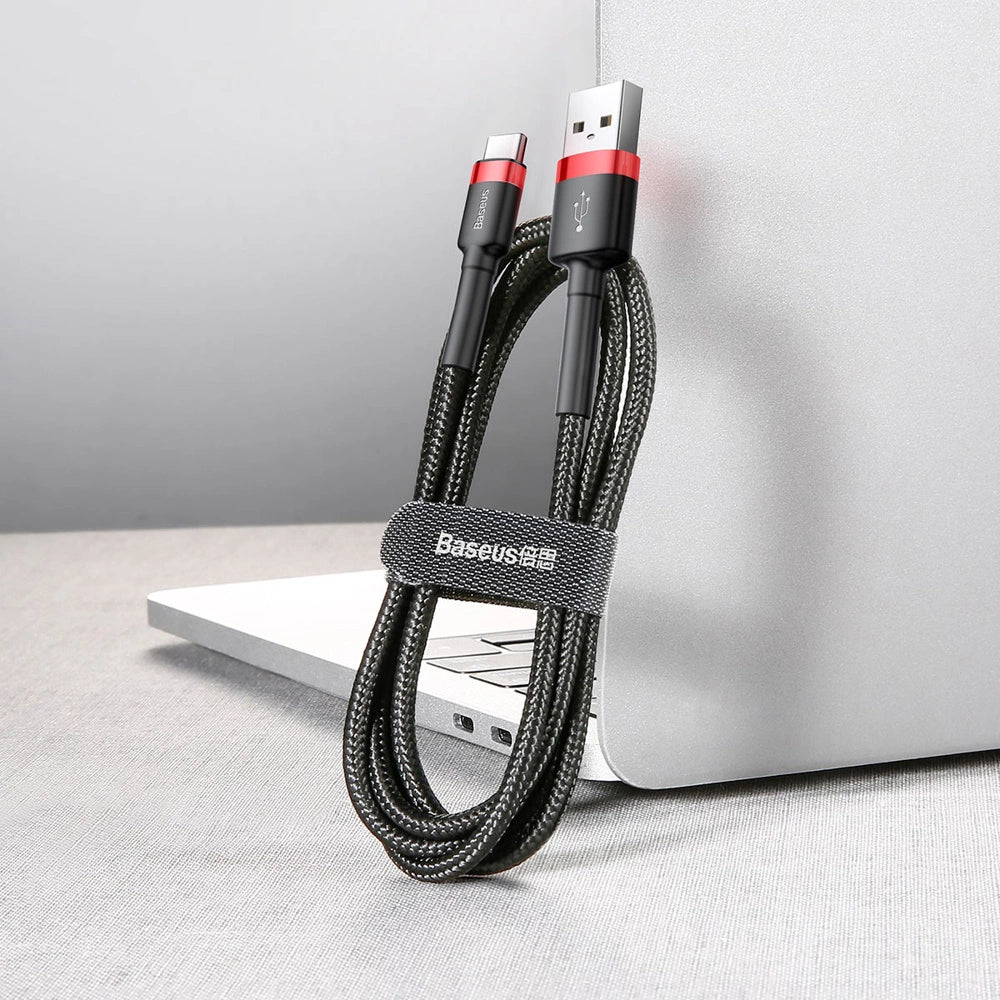Kabel Baseus Cafule USB-A / USB-C QC 3.0 3A 1 m - czarno-czerwony – zdjęcie 5