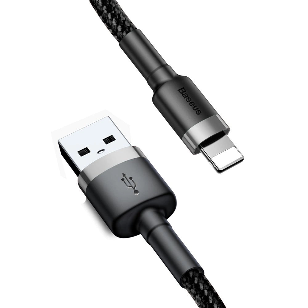 Kabel Baseus Cafule USB-A / Lightning 2.4A QC 3.0 0.5 m - czarno-szary