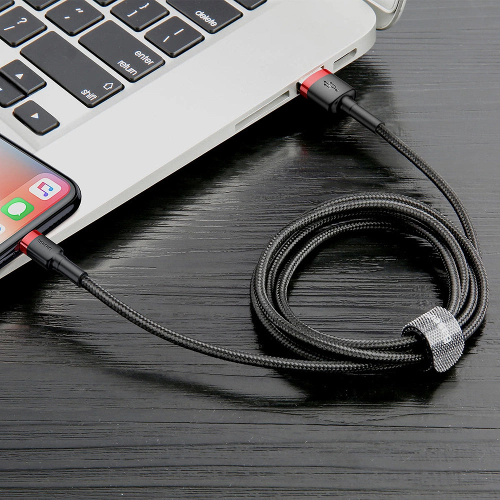 Kabel Baseus Cafule USB-A / Lightning 1.5A QC 3.0 2 m - czarno-czerwony – zdjęcie 5