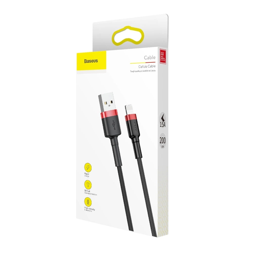 Kabel Baseus Cafule USB-A / Lightning 1.5A QC 3.0 2 m - czarno-czerwony – zdjęcie 9