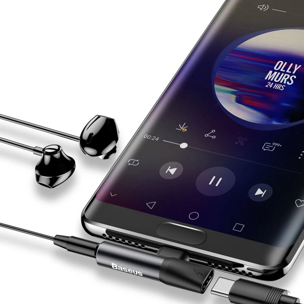 Baseus Audio na port USB-C + gniazdo słuchawkowe 3,5 mm czarny (CATL41-01)