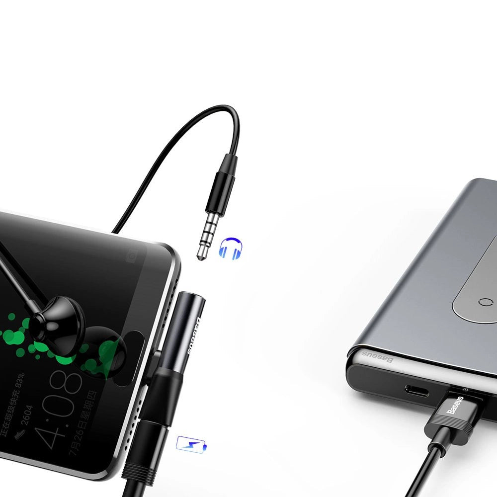 Baseus Audio na port USB-C + gniazdo słuchawkowe 3,5 mm czarny (CATL41-01)