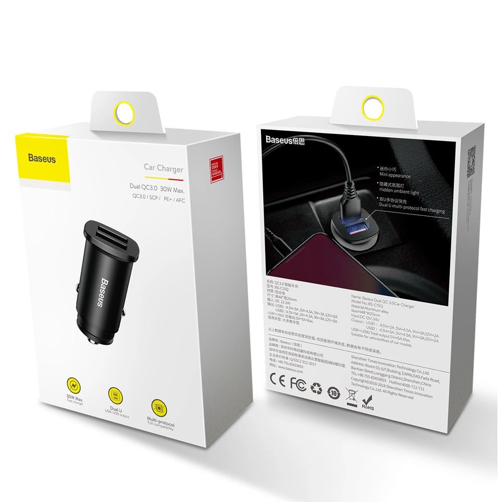 Baseus Square inteligentna ładowarka samochodowa 2x USB QC3.0 Quick Charge – zdjęcie 10
