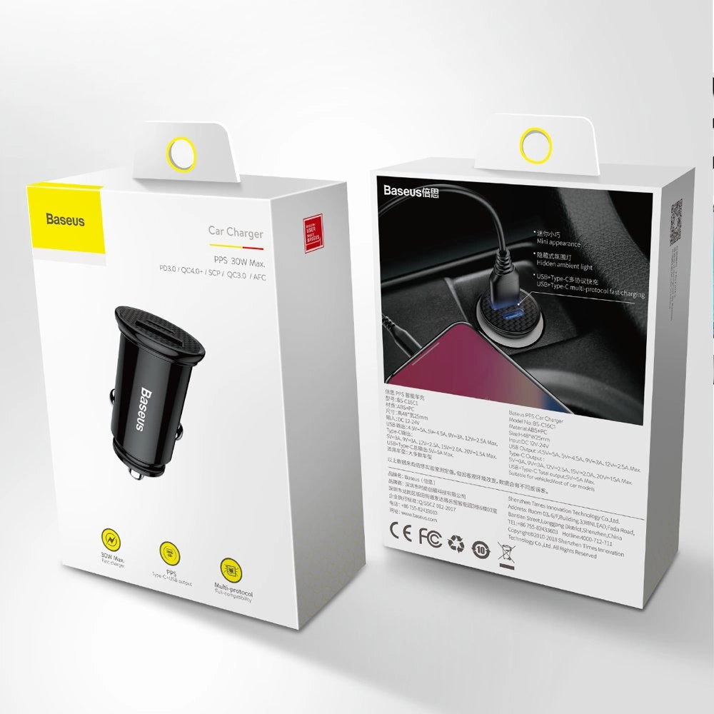 Baseus Circular PPS inteligentna ładowarka samochodowa z portami USB Quick