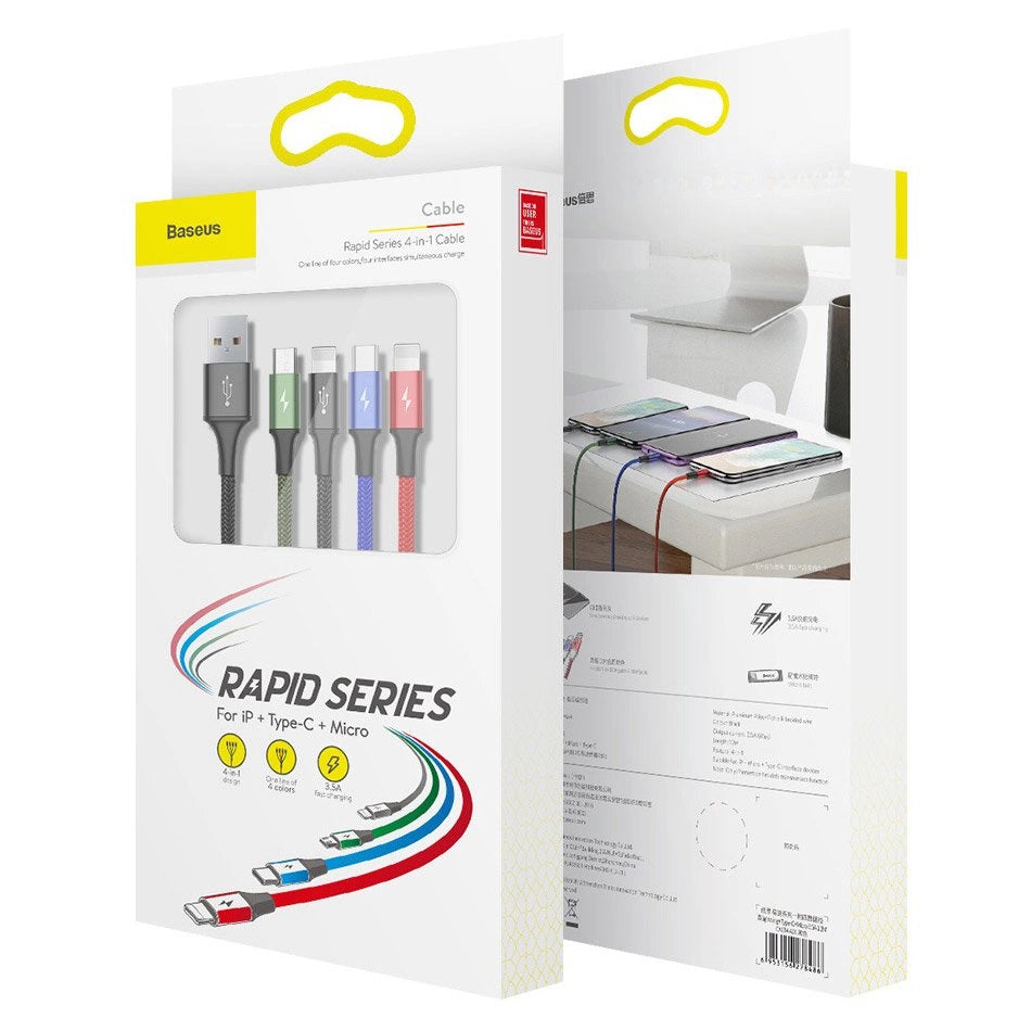 Baseus kabel przewód USB 4w1 Lightning / 2x USB Typ C / micro USB w – zdjęcie 16