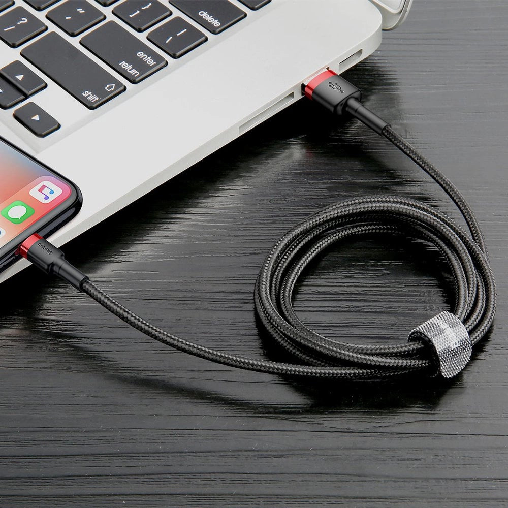 Kabel Baseus Cafule USB-A / Lightning 2A QC 3.0 3 m - czarno-czerwony – zdjęcie 6