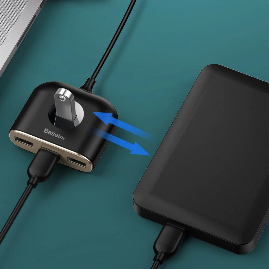 HUB Baseus Square do 1x USB-A 3.2 Gen 1 / 3x USB 2.0 z kablem 1m - czarny – zdjęcie 11