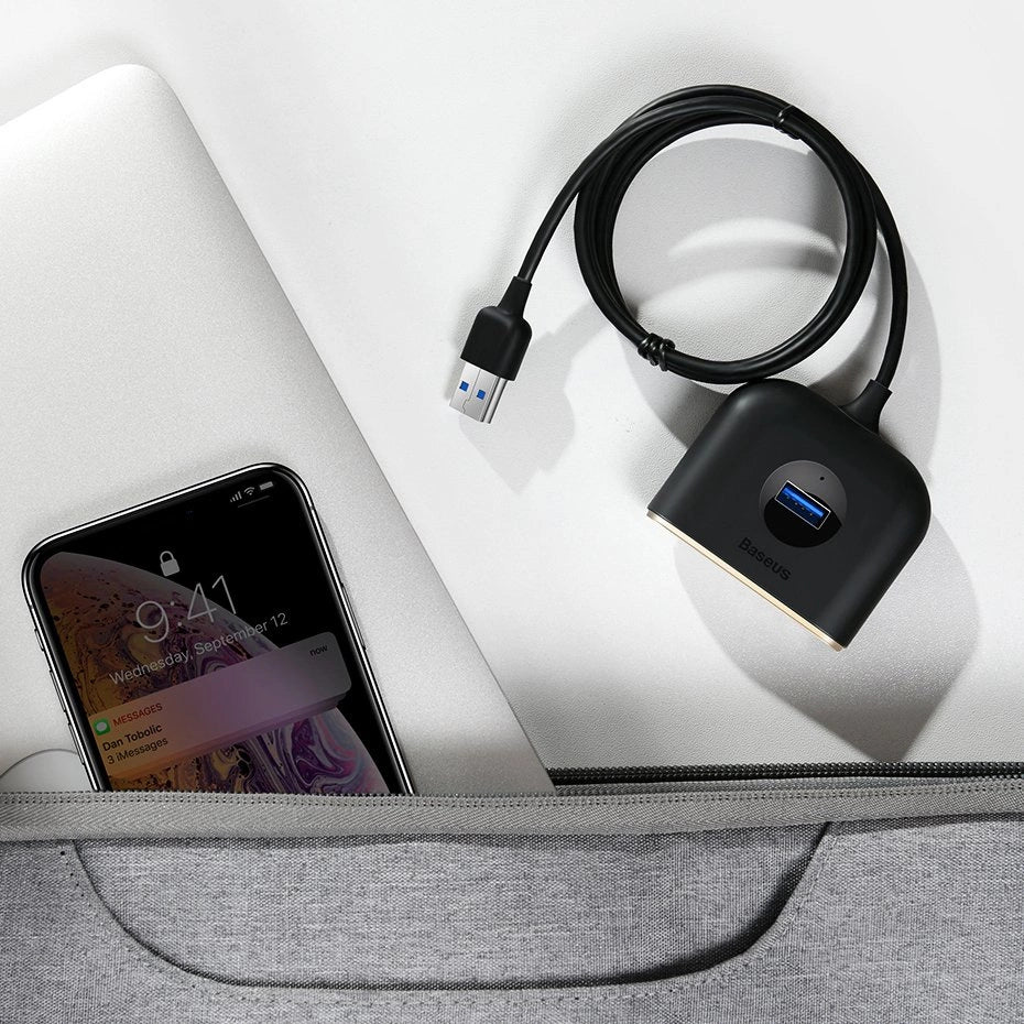 HUB Baseus Square do 1x USB-A 3.2 Gen 1 / 3x USB 2.0 z kablem 1m - czarny – zdjęcie 13