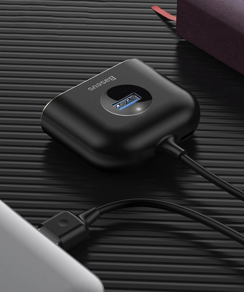 HUB Baseus Square do 1x USB-A 3.2 Gen 1 / 3x USB 2.0 z kablem 1m - czarny – zdjęcie 14