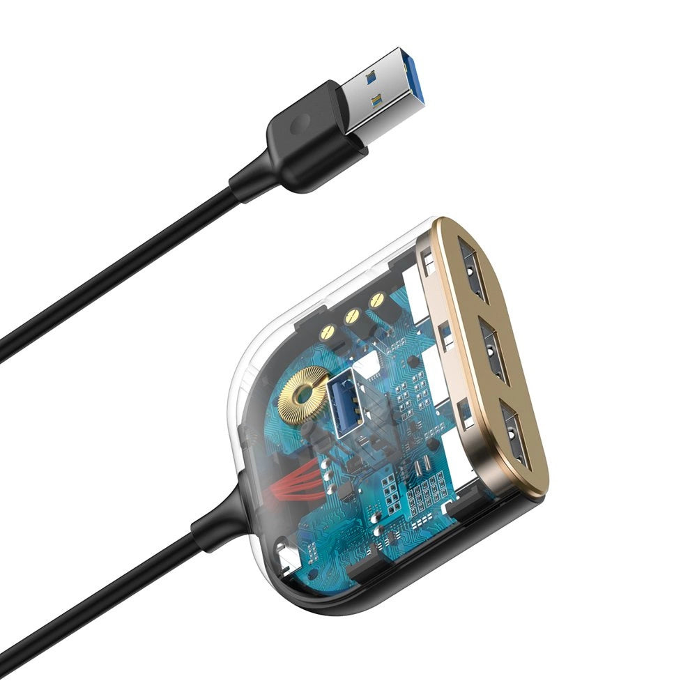 HUB Baseus Square do 1x USB-A 3.2 Gen 1 / 3x USB 2.0 z kablem 1m - czarny – zdjęcie 6