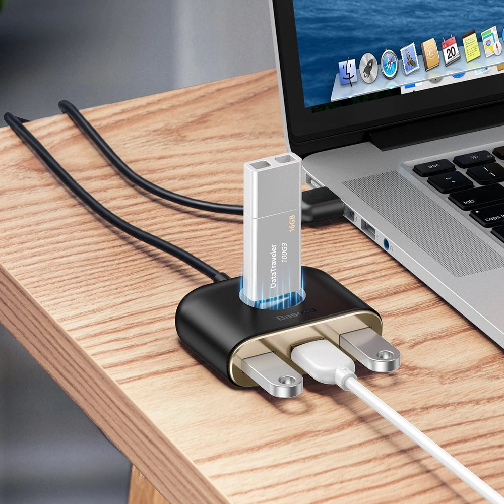 HUB Baseus Square do 1x USB-A 3.2 Gen 1 / 3x USB 2.0 z kablem 1m - czarny – zdjęcie 7