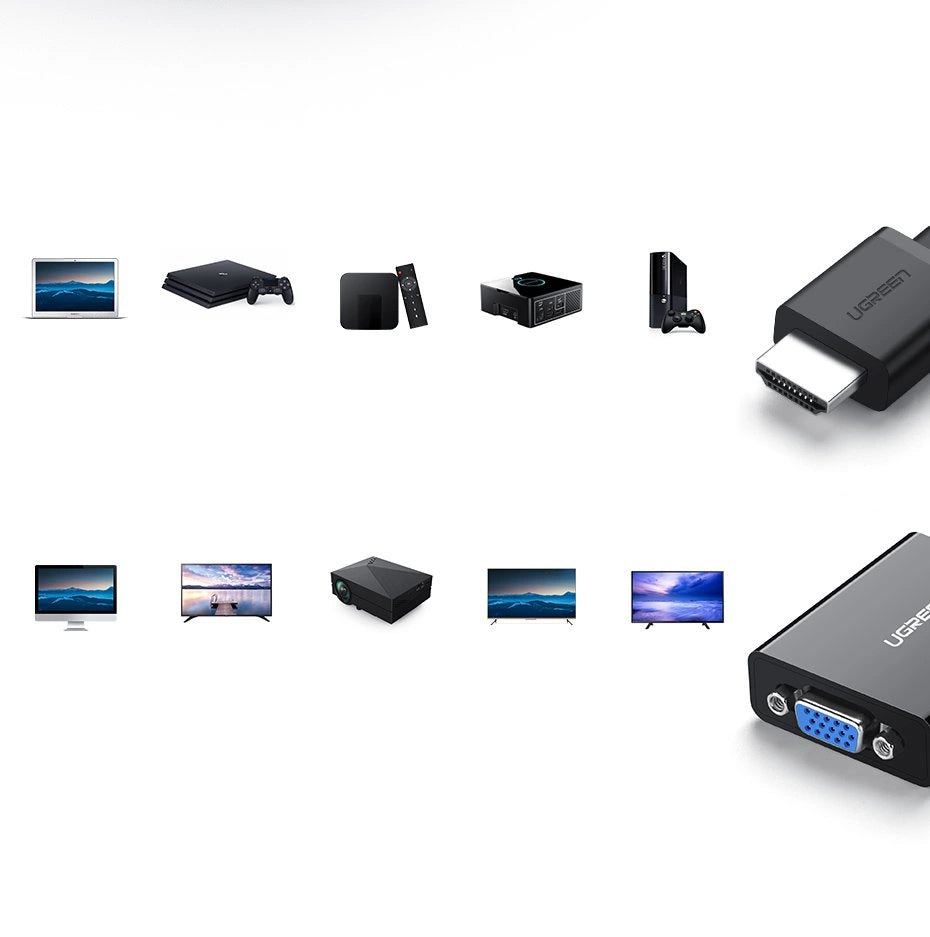 Ugreen adapter przejściówka HDMI - VGA micro USB / audio 3,5 mm mini jack – zdjęcie 3