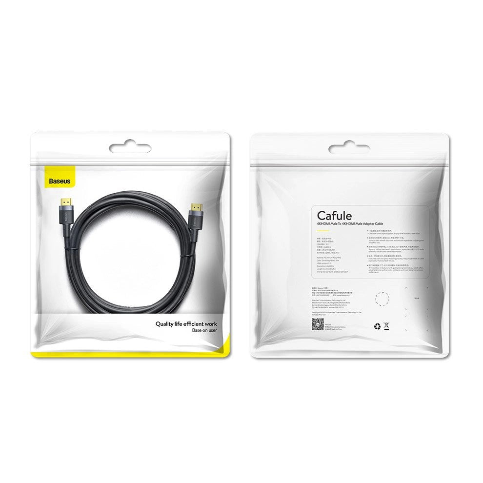 Kabel Baseus Cafule HDMI / HDMI 2.0 4K 60 Hz 3D 18 Gbps 3 m - czarny – zdjęcie 15