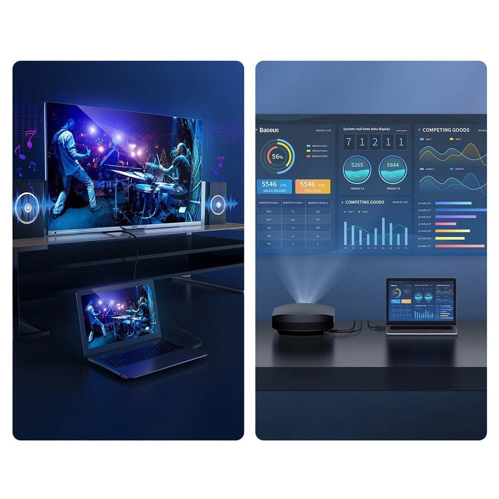 Baseus kabel przewód HDMI 2.0 4K 60 Hz 3D HDR 18 Gbps 1 m czarny – zdjęcie 8