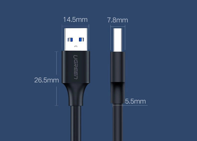 Ugreen kabel przewód USB 2.0 (męski) - USB 2.0 (męski) 0,5 m czarny (US128