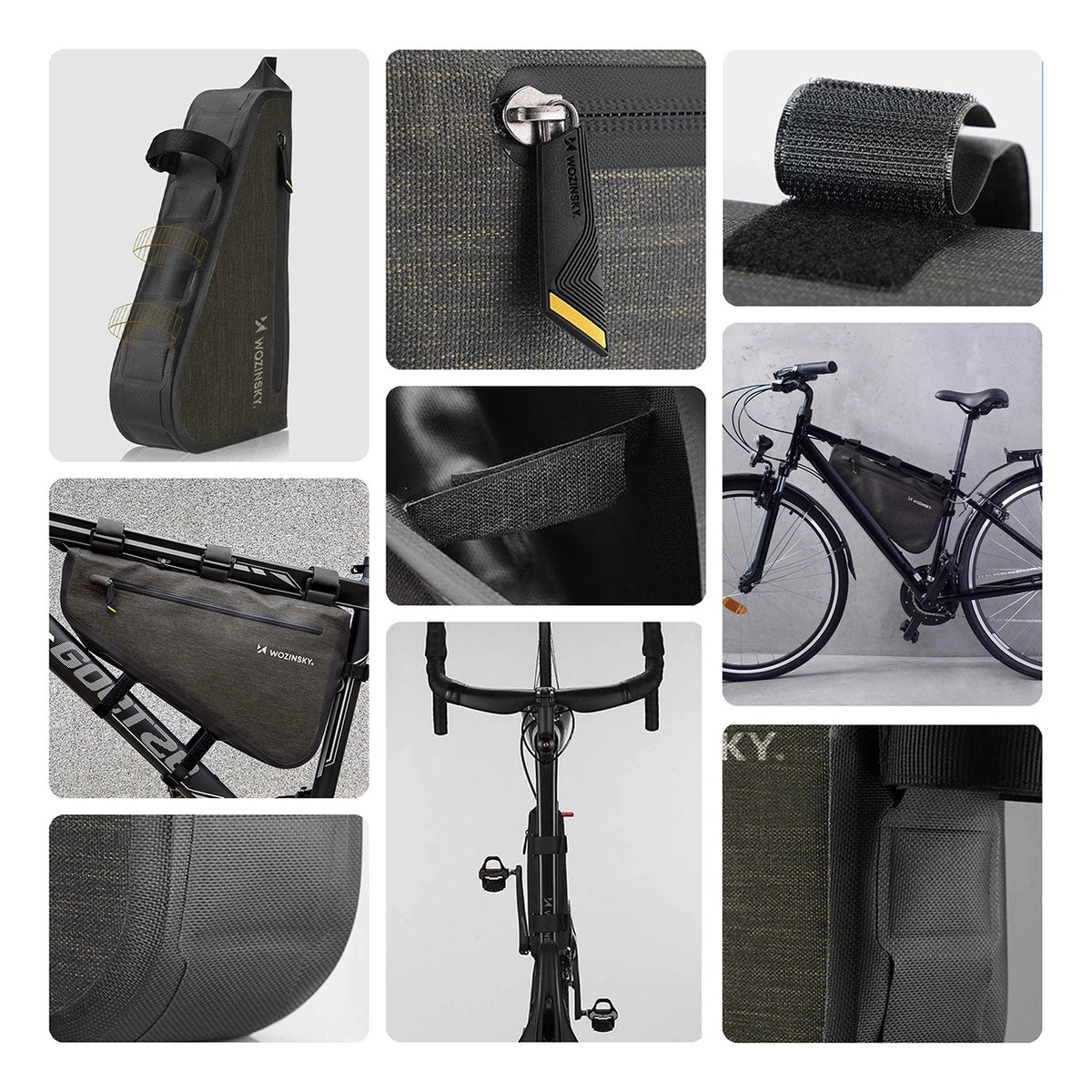 Wozinsky torba rowerowa na ramę roweru 3.5 l szara (WBB15BK) – zdjęcie 2
