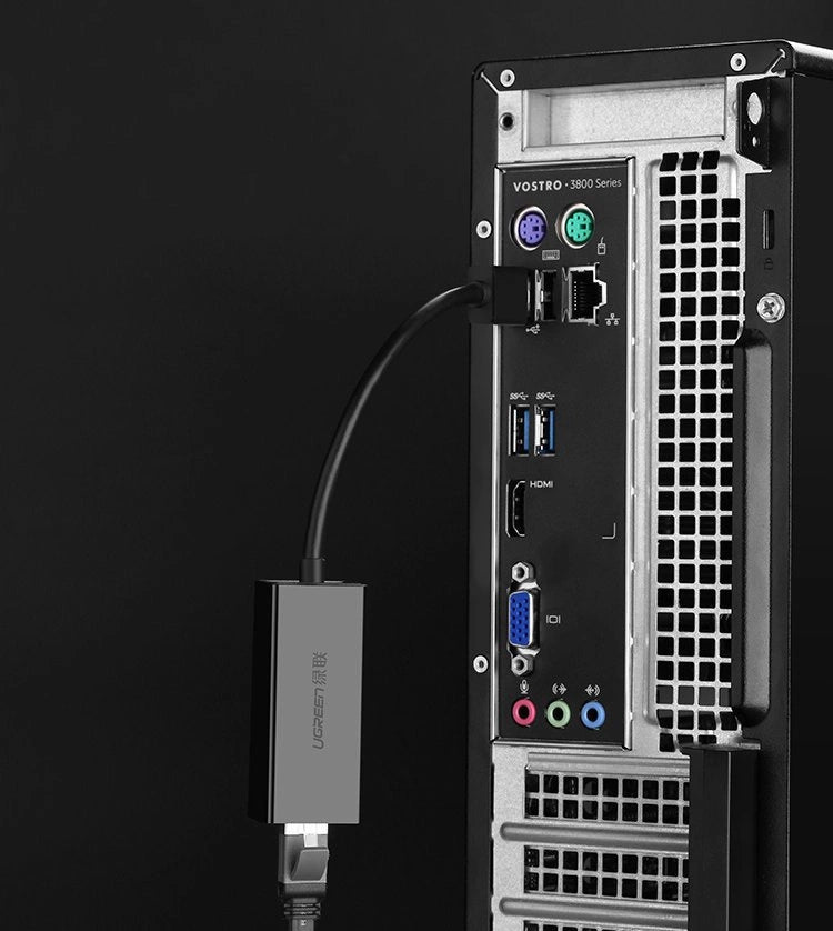Ugreen zewnętrzna karta sieciowa RJ45 - USB 2.0 100 Mbps Ethernet czarny