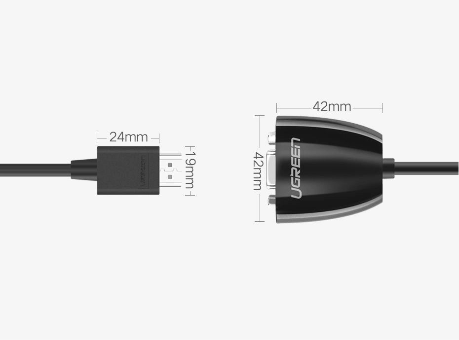 Ugreen kabel przewód przejściówka do VGA (żeński) FHD czarny (MM105 40253)