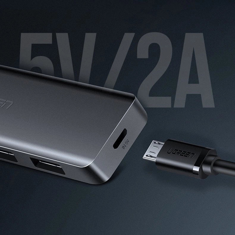 Ugreen rozdzielacz HUB USB - 4x USB 3.2 Gen 1 z portem zasilania USB-C