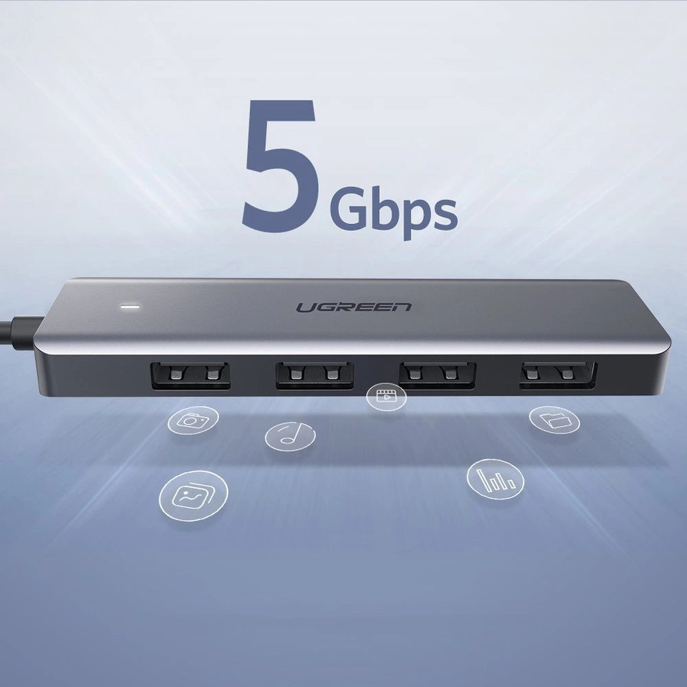 Ugreen rozdzielacz HUB USB - 4x USB 3.2 Gen 1 z portem zasilania USB-C