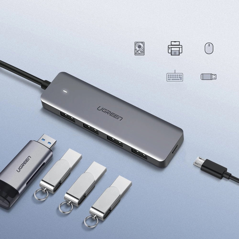 Ugreen rozdzielacz HUB USB - 4x USB 3.2 Gen 1 z portem zasilania USB-C