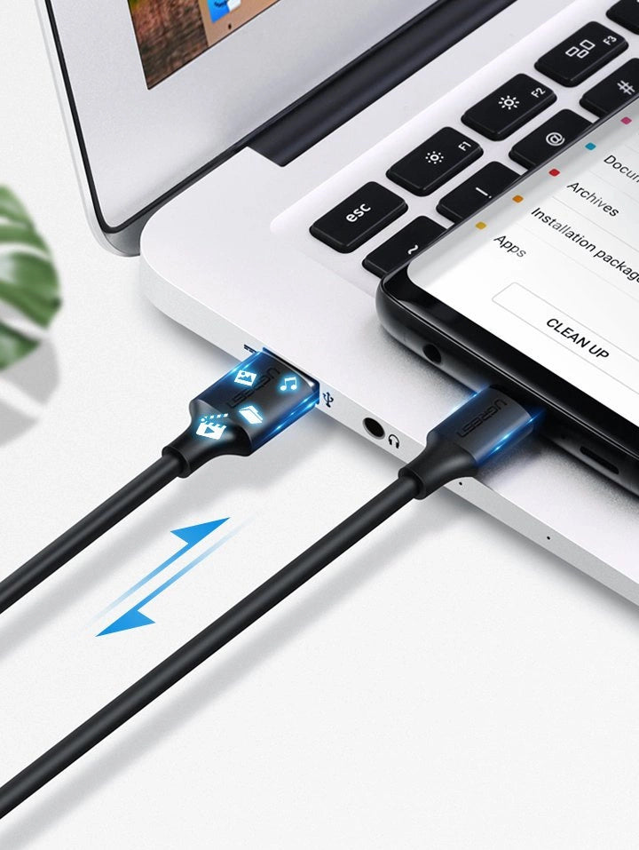 Kabel Ugreen US287 60117 USB-A / USB-C 3A 1.5m - czarny – zdjęcie 6