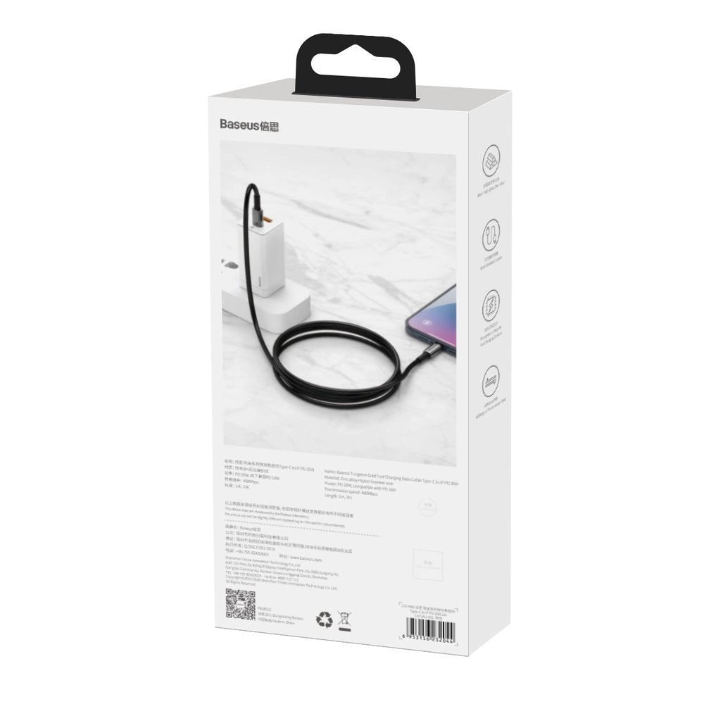 Kabel Baseus CATLWJ-A01 Lightning - USB-C PD 20W 480Mb/s 2m - czarny – zdjęcie 6