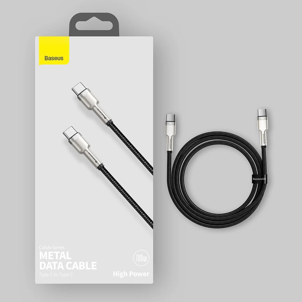 Kabel Baseus Cafule Series Metal Data USB-C / USB-C PD QC SCP - czarny