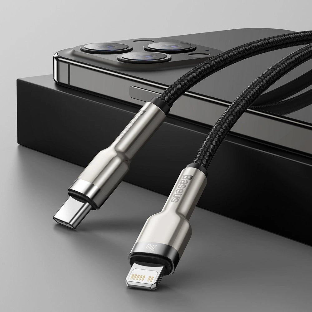 Kabel Baseus Cafule Series Metal Data USB-C / Lightning 20W PD 1 m - czarny – zdjęcie 11