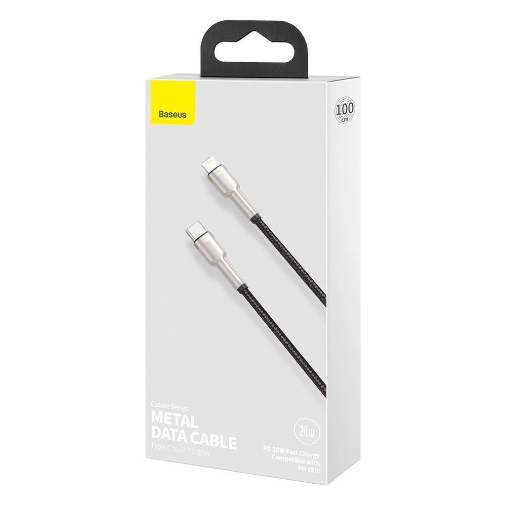 Kabel Baseus Cafule Series Metal Data USB-C / Lightning 20W PD 1 m - czarny – zdjęcie 5