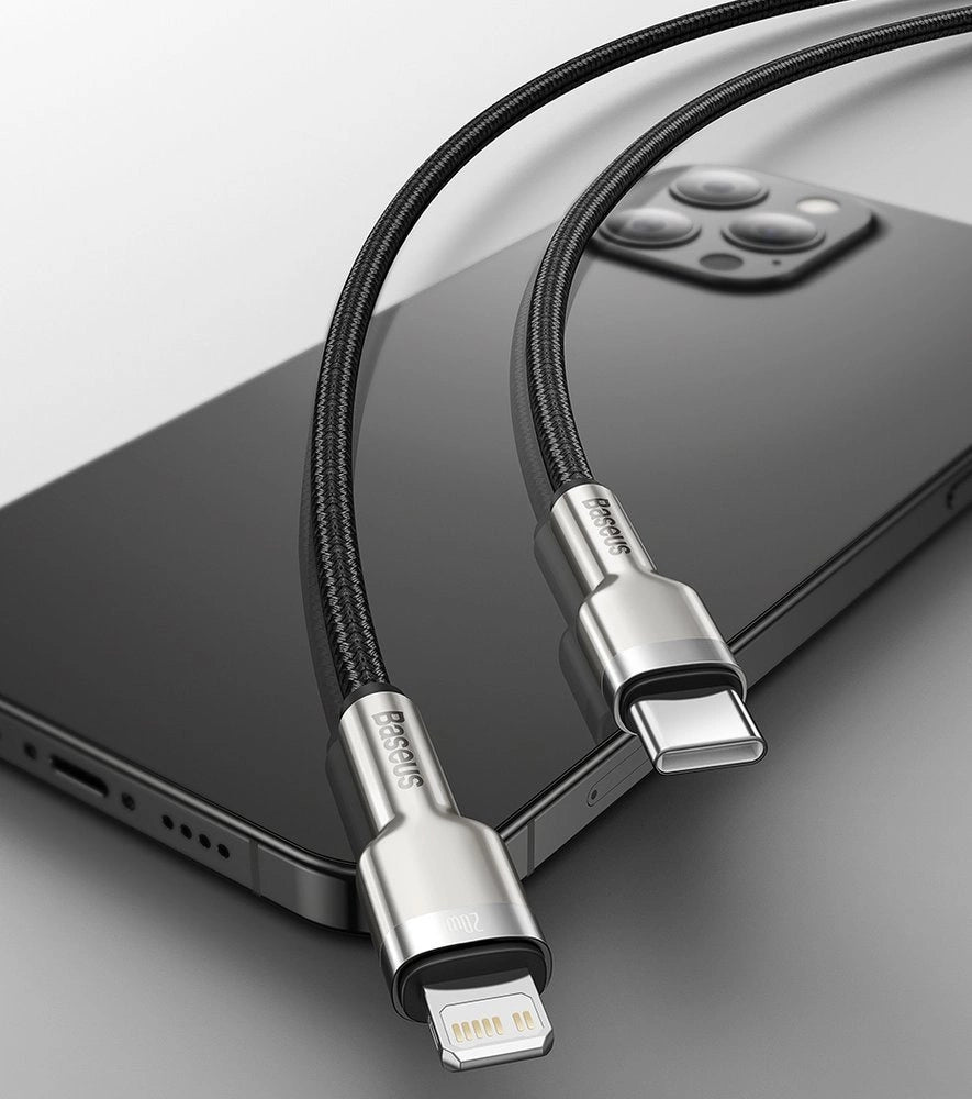 Kabel Baseus Cafule Series Metal Data USB-C / Lightning 20W PD 1 m - czarny – zdjęcie 12