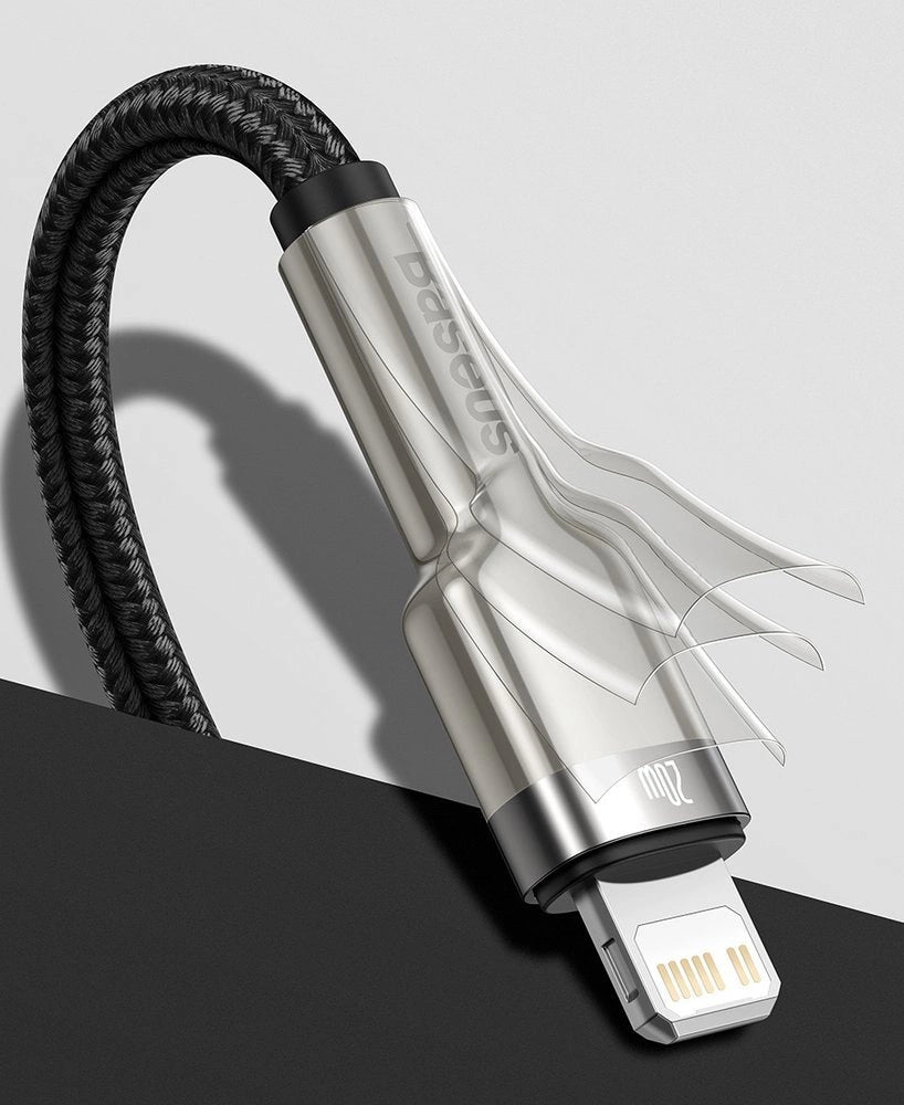 Kabel Baseus Cafule Series Metal Data USB-C / Lightning 20W PD 1 m - czarny – zdjęcie 13