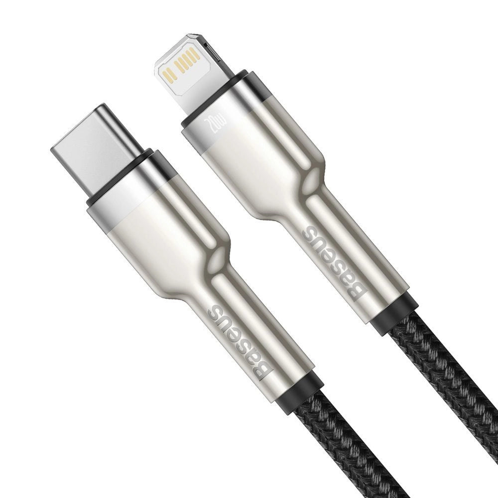Kabel Baseus Cafule Series Metal Data USB-C / Lightning 20W PD 1 m - czarny – zdjęcie 2